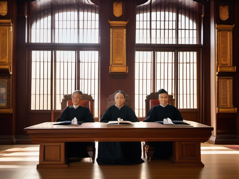Legal illustration: Supreme Court President Presides Over Evidence Review Panel Composition